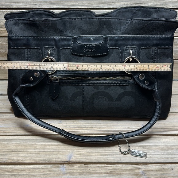 COACH modern C logo Shoulder Satchel Bag in Black - Picture 5 of 13